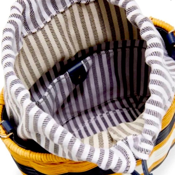 New Kate Spade buoy medium tricolor wicker drawstring bucket bag - Picture 8 of 11